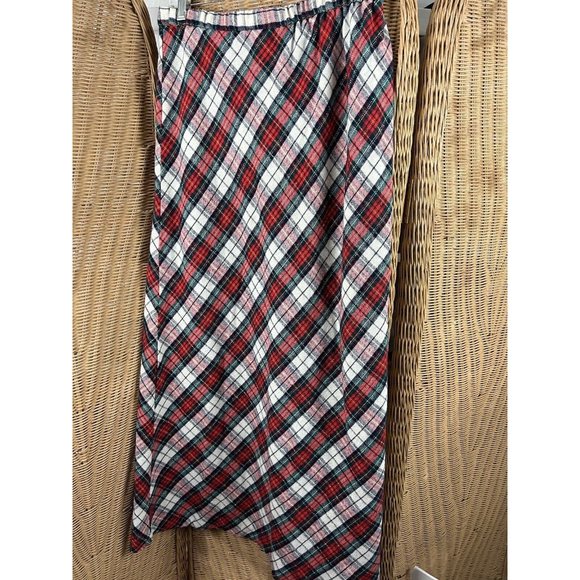 Vintage Skirt Plaid Red Green White Gold Metallic Ample Togs Medium Maxi Holiday - Picture 5 of 8
